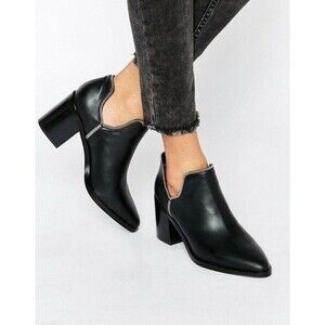 SENSO Women’s Pointed Toe Black Zipper Detail Leather Ankle Boots US 7.5 EU 37